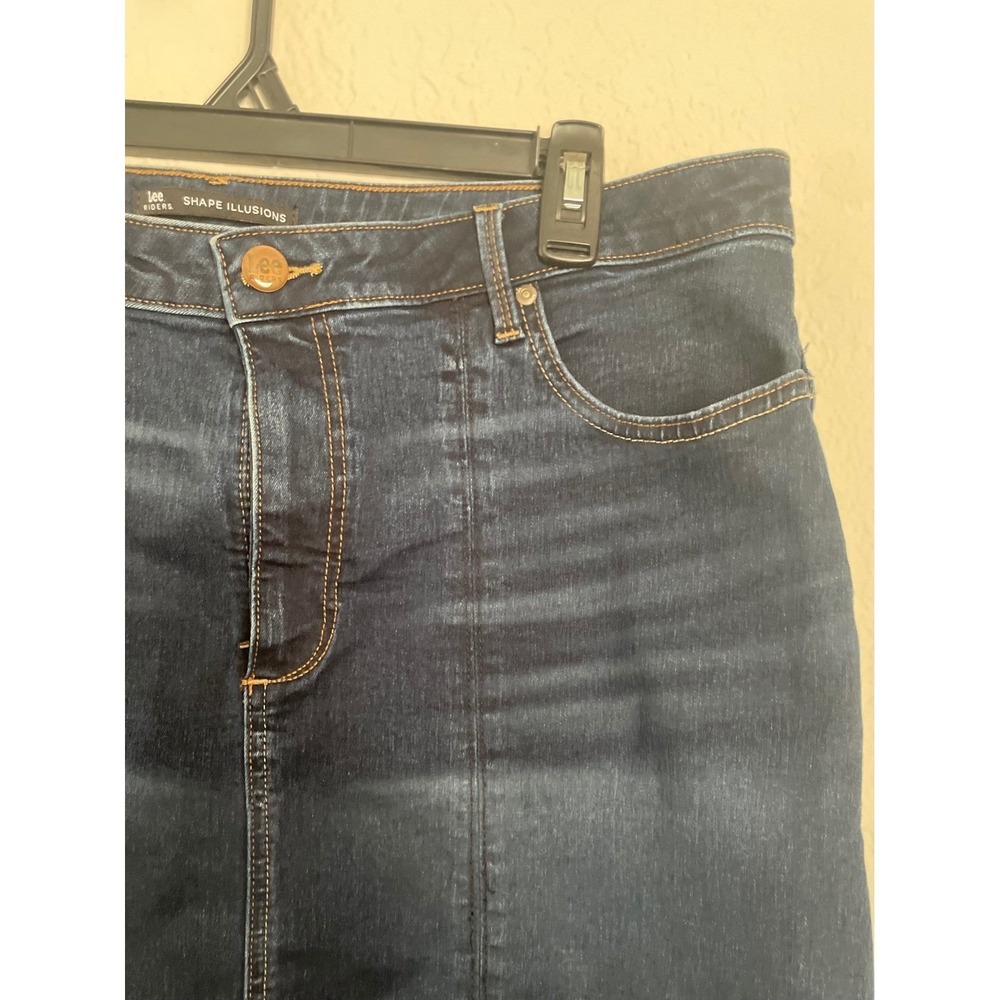 Lee Riders Shape Illusions Denim Skirt Dark Wash Stretch Mini Skirt Womens - Picture 3 of 11